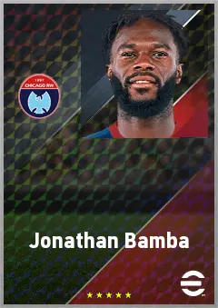 Jonathan Bamba eFootball 2026 player card, 74 OVR LWF