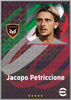 Jacopo Petriccione eFootball 2026 player card, 70 OVR DMF