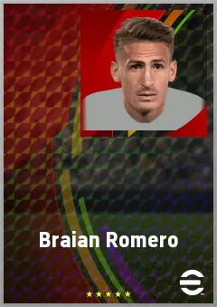 Braian Romero eFootball 2026 player card, 75 OVR CF