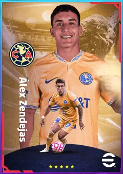 Álex Zendejas eFootball 2026 player card, 77 OVR LMF