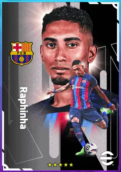 Raphinha eFootball 2026 player card, 82 OVR RWF