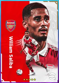 William Saliba eFootball 2026 player card, 81 OVR CB