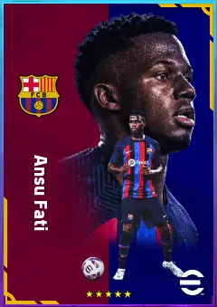 Ansu Fati eFootball 2026 player card, 83 OVR LWF