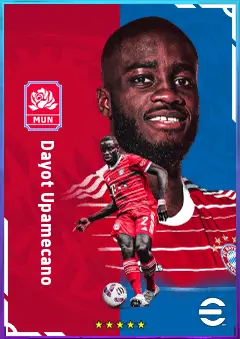 Dayot Upamecano eFootball 2026 player card, 83 OVR CB
