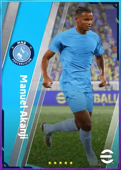 Manuel Akanji eFootball 2026 player card, 82 OVR CB