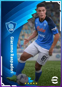 Giacomo Raspadori eFootball 2026 player card, 82 OVR SS