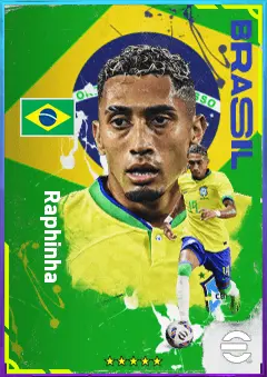Raphinha eFootball 2026 player card, 82 OVR RWF