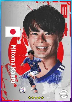 Mitoma Kaoru eFootball 2026 player card, 77 OVR LMF