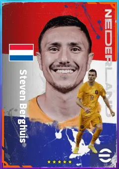 Steven Berghuis eFootball 2026 player card, 81 OVR RWF