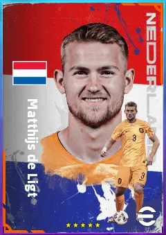 Matthijs de Ligt eFootball 2026 player card, 85 OVR CB