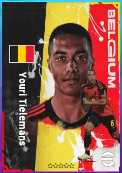 Youri Tielemans eFootball 2026 player card, 82 OVR CMF