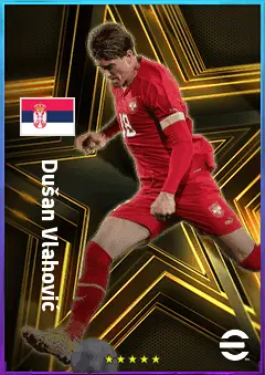 Dušan Vlahović eFootball 2026 player card, 85 OVR CF