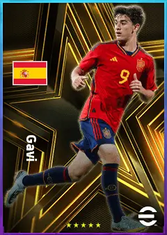 Gavi eFootball 2026 player card, 82 OVR CMF