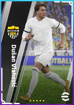 Dušan Vlahović eFootball 2026 player card, 85 OVR CF