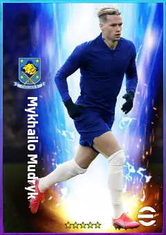 Mykhailo Mudryk eFootball 2026 player card, 80 OVR LWF