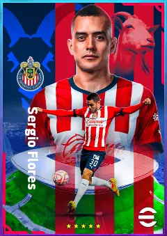 Sergio Flores eFootball 2026 player card, 75 OVR DMF