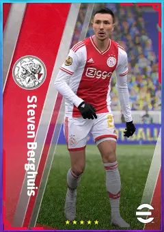 Steven Berghuis eFootball 2026 player card, 81 OVR RWF