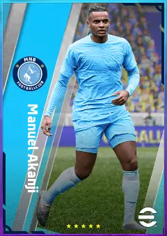 Manuel Akanji eFootball 2026 player card, 82 OVR CB