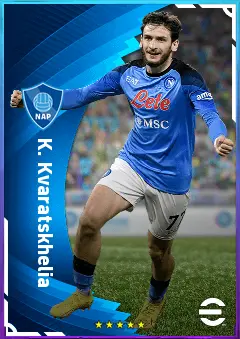 K. Kvaratskhelia eFootball 2026 player card, 83 OVR LWF