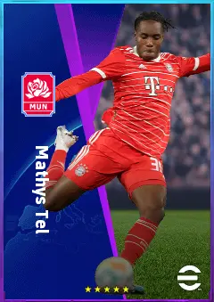Mathys Tel eFootball 2026 player card, 76 OVR CF
