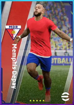 Memphis Depay eFootball 2026 player card, 82 OVR CF