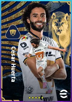 César Huerta eFootball 2026 player card, 74 OVR CF