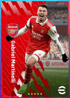 Gabriel Martinelli eFootball 2026 player card, 82 OVR LMF