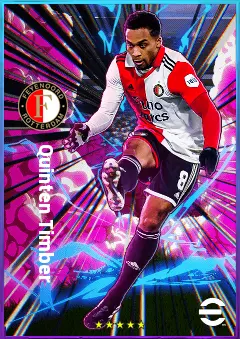 Quinten Timber eFootball 2026 player card, 77 OVR CMF