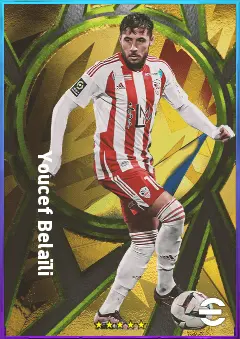 Youcef Belaïli eFootball 2026 player card, 76 OVR LWF