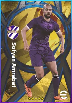 Sofyan Amrabat eFootball 2026 player card, 81 OVR DMF