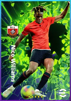 Nico Williams eFootball 2026 player card, 80 OVR RWF