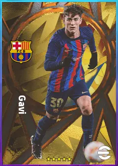 Gavi eFootball 2026 player card, 83 OVR CMF