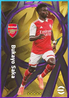 Bukayo Saka eFootball 2026 player card, 85 OVR RMF
