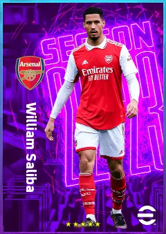 William Saliba eFootball 2026 player card, 84 OVR CB