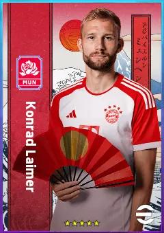 Konrad Laimer eFootball 2026 player card, 82 OVR CMF