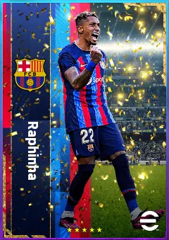 Raphinha eFootball 2026 player card, 82 OVR RWF