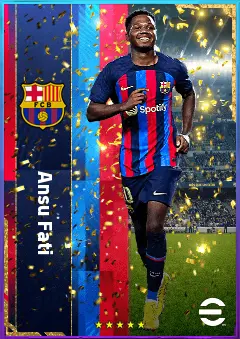 Ansu Fati eFootball 2026 player card, 83 OVR LWF
