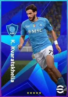 K. Kvaratskhelia eFootball 2026 player card, 84 OVR LWF