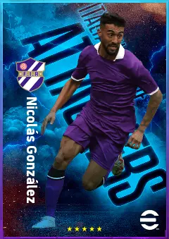 Nicolás González eFootball 2026 player card, 82 OVR LWF