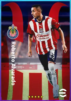 Roberto Alvarado eFootball 2026 player card, 80 OVR RWF