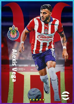 Alexis Vega eFootball 2026 player card, 80 OVR LWF