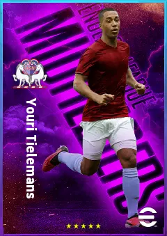 Youri Tielemans eFootball 2026 player card, 82 OVR CMF