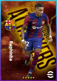 Raphinha eFootball 2026 player card, 82 OVR RWF