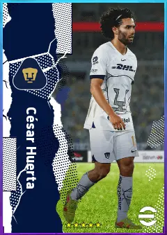 César Huerta eFootball 2026 player card, 77 OVR LMF