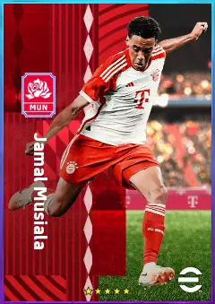Jamal Musiala eFootball 2026 player card, 85 OVR AMF
