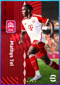Mathys Tel eFootball 2026 player card, 80 OVR CF