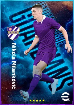 Nikola Milenković eFootball 2026 player card, 82 OVR CB