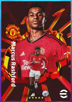Marcus Rashford eFootball 2026 player card, 83 OVR LWF