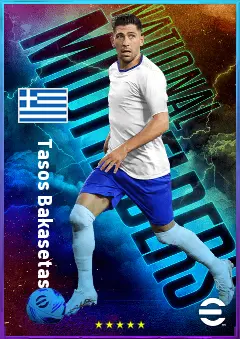 Tasos Bakasetas eFootball 2026 player card, 80 OVR AMF