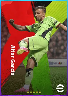 Aitor García eFootball 2026 player card, 77 OVR RMF